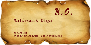 Malárcsik Olga névjegykártya